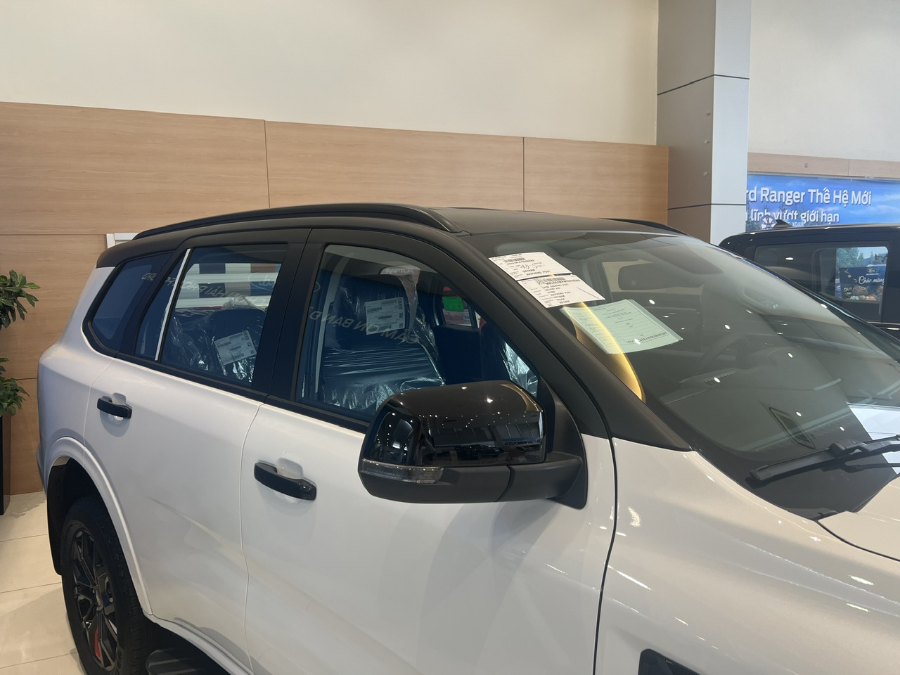 Phần nóc xe Everest Sport SE được dán decal màu đen thể thao